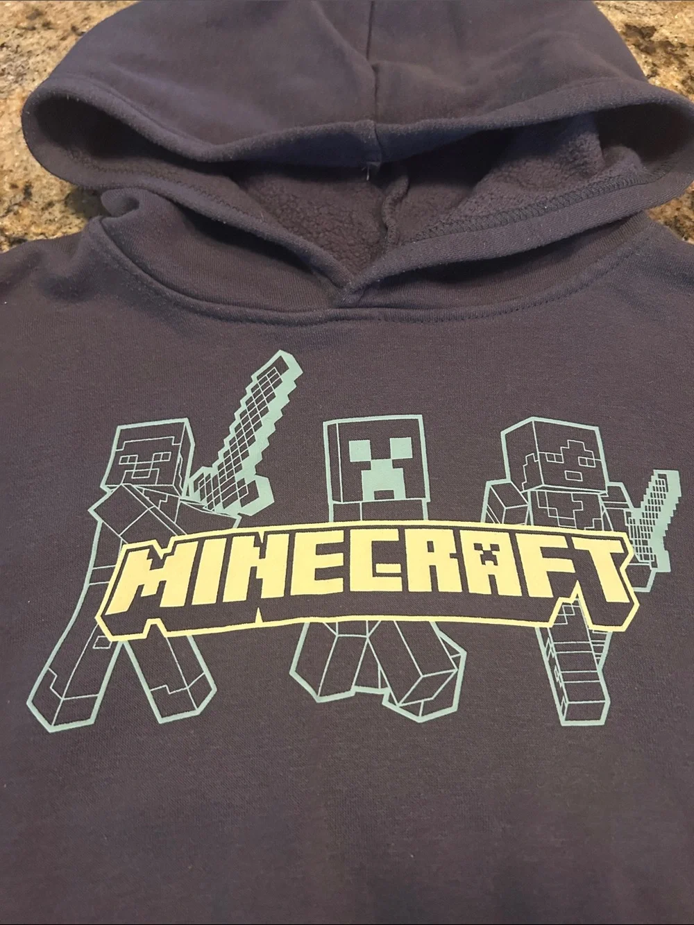 Minecraft Kids Gray Hoodie with Neon Graphic